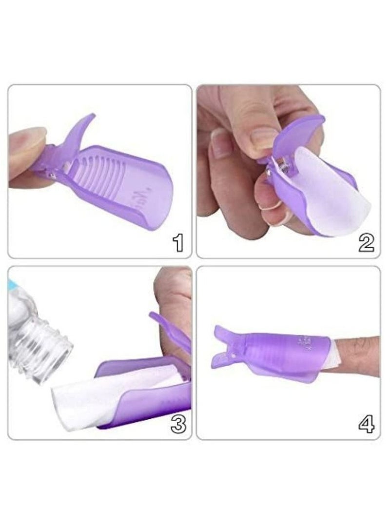 Kanza 10-Piece Nail Art Soak Off Cap Clip Set Purple - Image 4