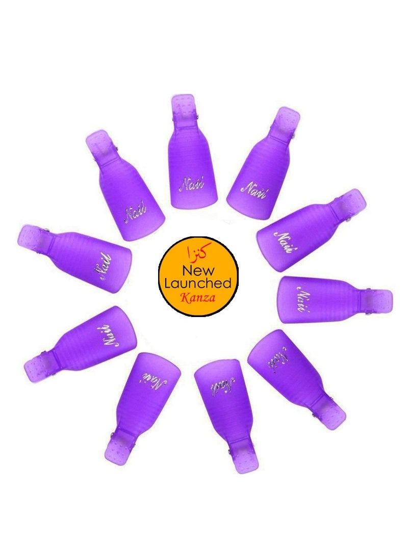 Kanza 10-Piece Nail Art Soak Off Cap Clip Set Purple - Image 1