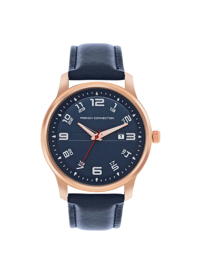 French Connection 43mm Men's Quartz Watch with Blue Dial