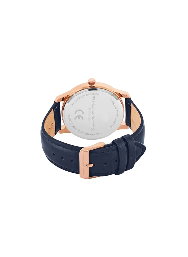 French Connection 43mm Men's Quartz Watch with Blue Dial
