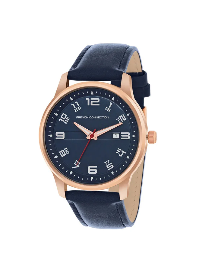 French Connection 43mm Men's Quartz Watch with Blue Dial