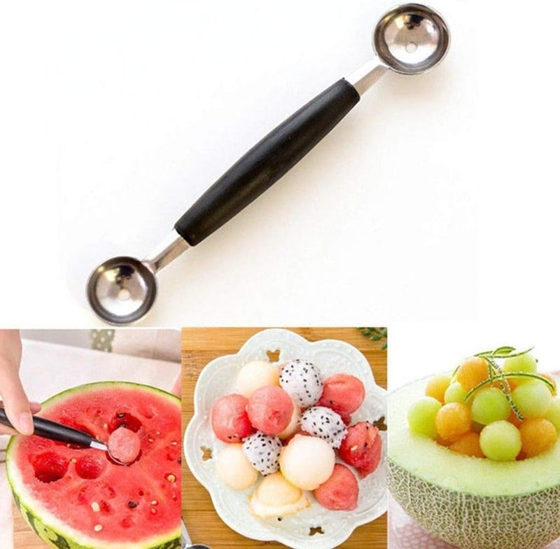 Tnyvm 2-in-1 Stainless Steel Melon Baller - Double-Sided Fruit Scoop with Ergonomic Non-Slip Handle for Watermelon, Cantaloupe and Professional Kitchen Use - Image 1