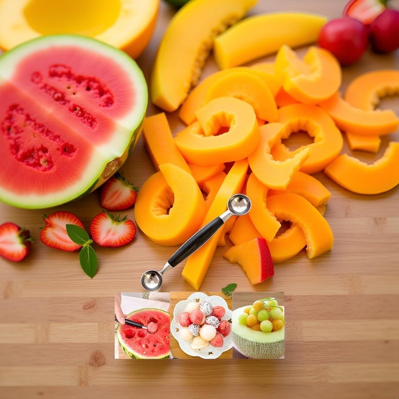 Tnyvm 2-in-1 Stainless Steel Melon Baller - Double-Sided Fruit Scoop with Ergonomic Non-Slip Handle for Watermelon, Cantaloupe and Professional Kitchen Use - Image 5
