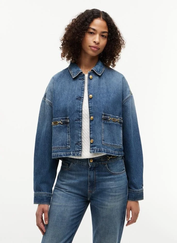 Flag Horsebit Relaxed Denim Jacket