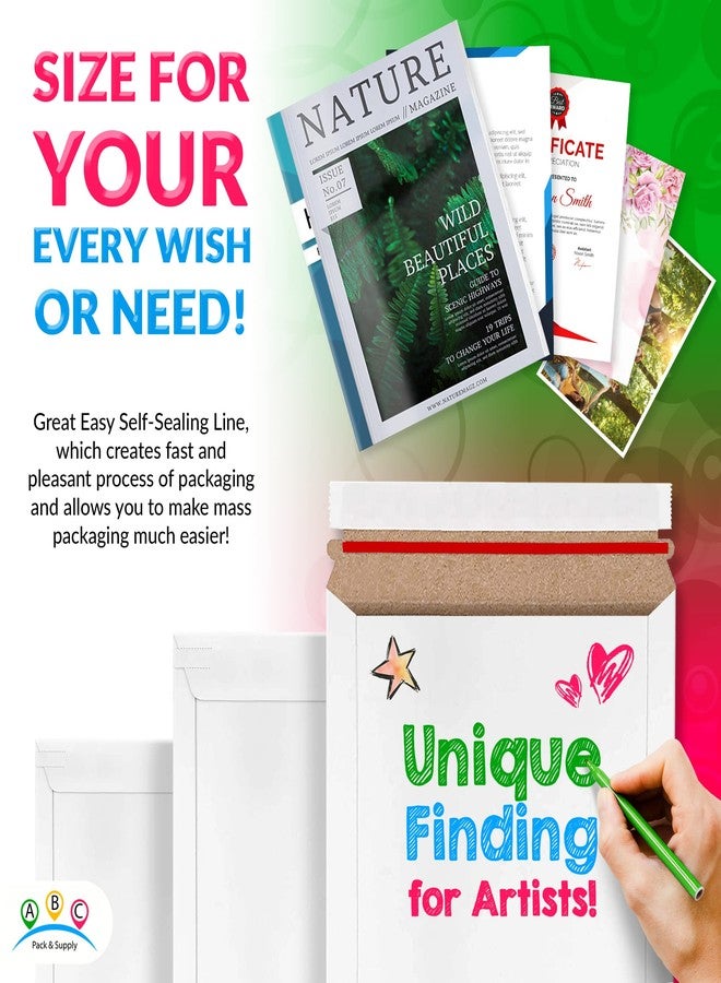 ABC PACK & SUPPLY Rigid Mailers 7 x 9 Inch, White Cardboard Envelopes, Self Seal Tear Strip, 550 GSM Paperboard, Stay Flat Design, Pack of 25 - Image 4