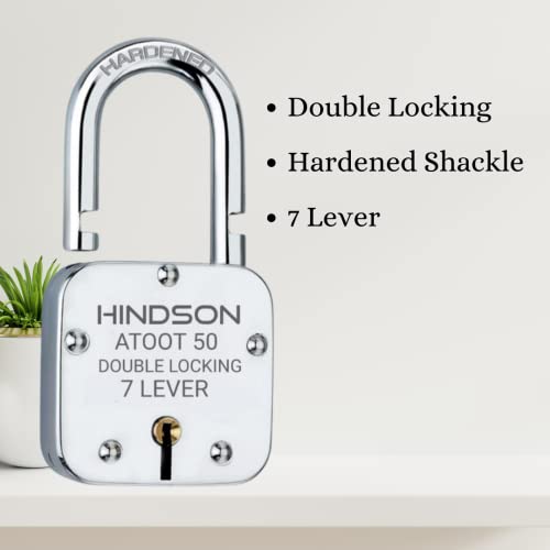 Hindson Small Lock Round 50mm with 12 Key, Iron Atoot 50 Steel Double Locking, 8 Lever Padlock for Door, Gate, Shutter (Finish Silver) - Image 5