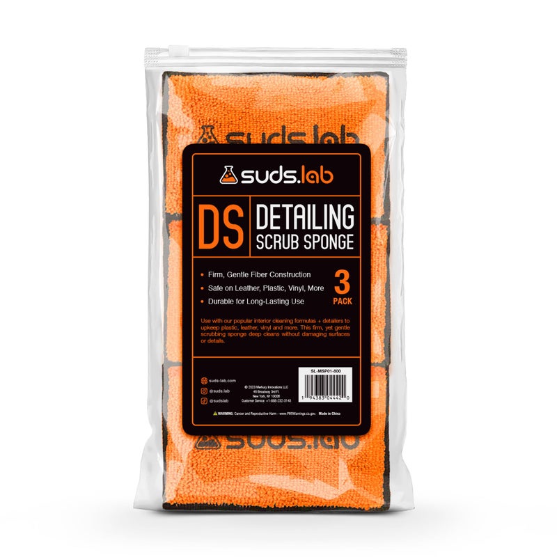 Suds Lab DS Microfiber Detailing Scrub Pad 3 Pack  Car Interior Cleaning  Detailing Microfiber Scrub Pads  Set of 3  Safe On Leather Vinyl Plastic Etc