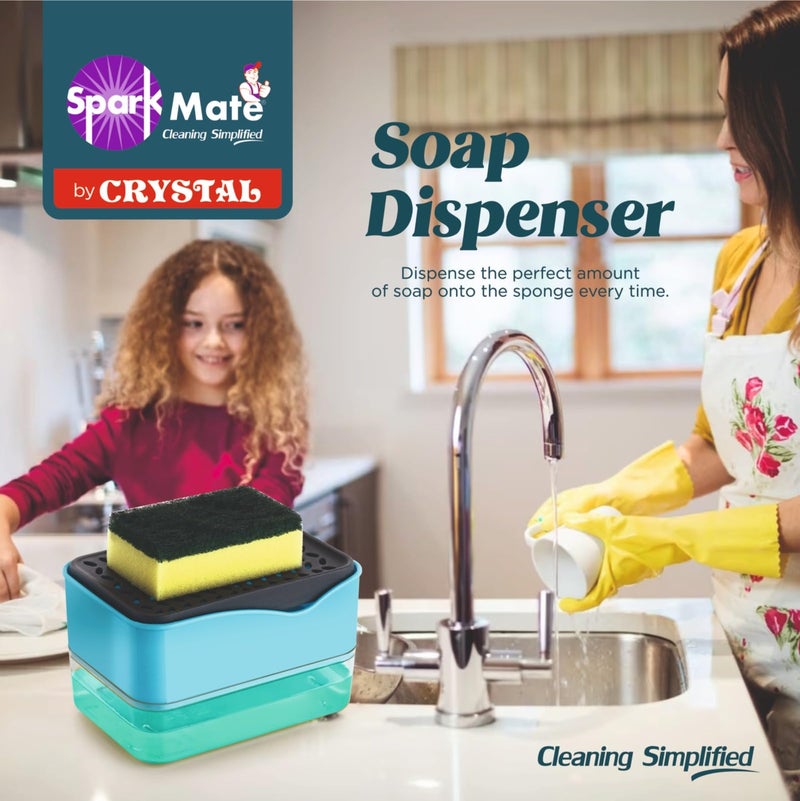 Sparkmate By Crystal Soap Dispenser with Scrub & Sponge Pad - Image 3
