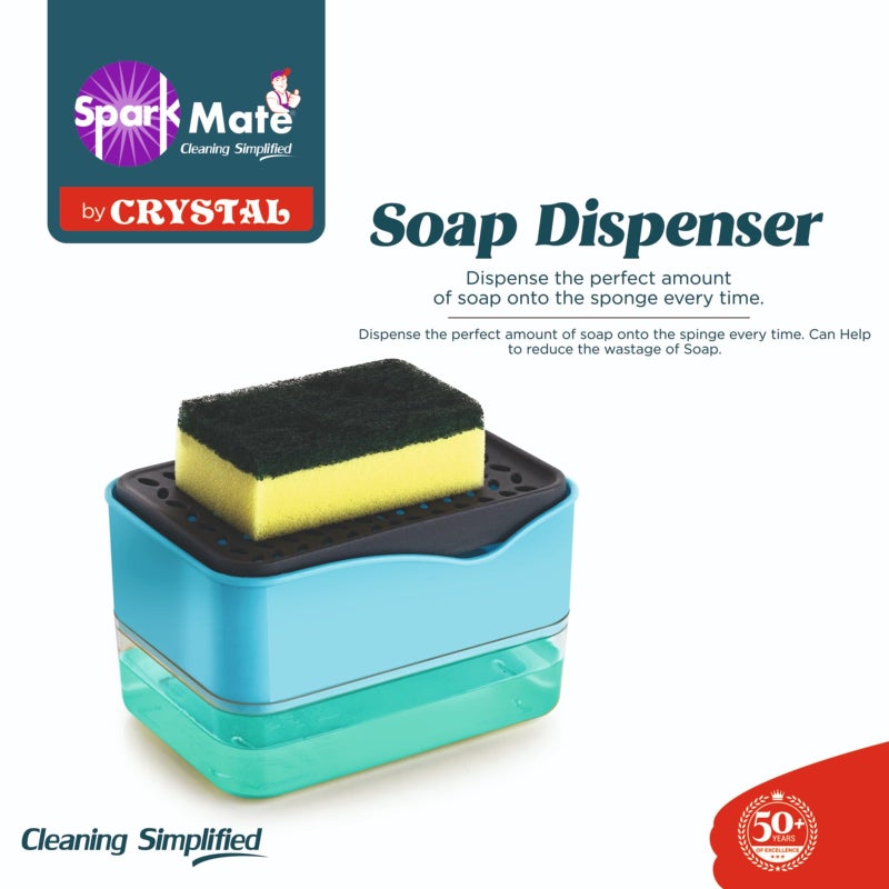 Sparkmate By Crystal Soap Dispenser with Scrub & Sponge Pad - Image 5