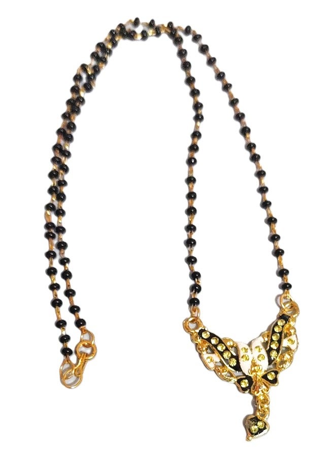 DeLegarde Gold Plated Pendant Necklace Mala Black Beads Mangalsutra Gift Jewellery for Women Fashion 18" inches Length - Image 4