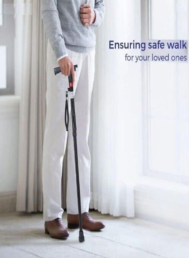 SMIC Smart Walking Stick with LED Lights, Adjustable Cane with Automatic Alarm System FM Radio Adjustable Rechargeable Walking Stick for Seniors Men Women (Black) - Image 3
