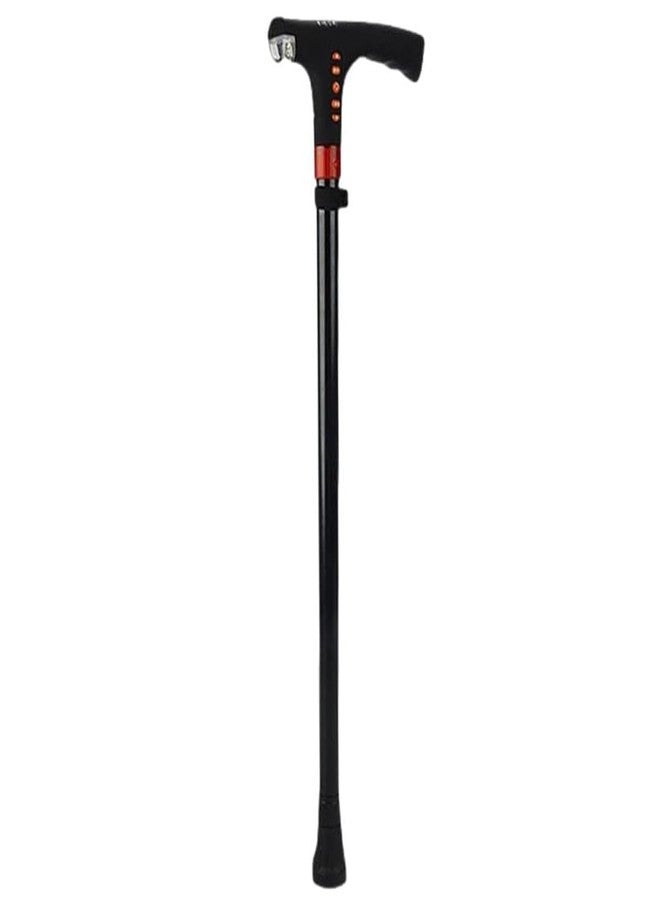 SMIC Smart Walking Stick with LED Lights, Adjustable Cane with Automatic Alarm System FM Radio Adjustable Rechargeable Walking Stick for Seniors Men Women (Black) - Image 1