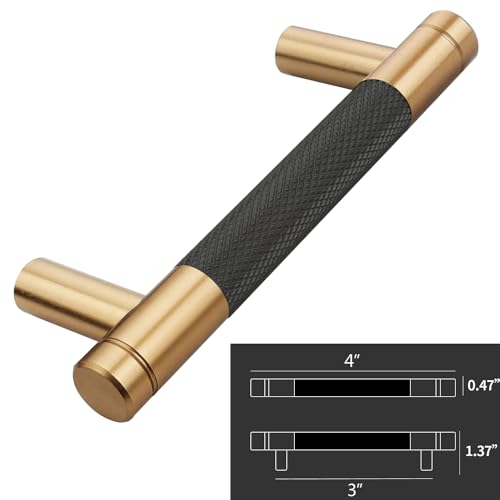 Gutuwellea 12 Pack 3 Inch 76 mm Bronze and Black Knurled Cabinet Handles Cabinet Pulls Aluminum Handles Knurled Drawer Pulls Oxidation Finish with Diamond Pattern - Image 3