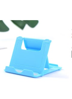 Qasul Mini Desktop Cell Phone Holder Foldable Stand for Mobile Phones and Tablets Portable, Non-Slip and Protection Mini Phone Support for Home Office (Blue)  - Image 1