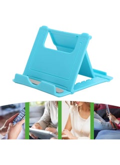 Qasul Mini Desktop Cell Phone Holder Foldable Stand for Mobile Phones and Tablets Portable, Non-Slip and Protection Mini Phone Support for Home Office (Blue)  - Image 3