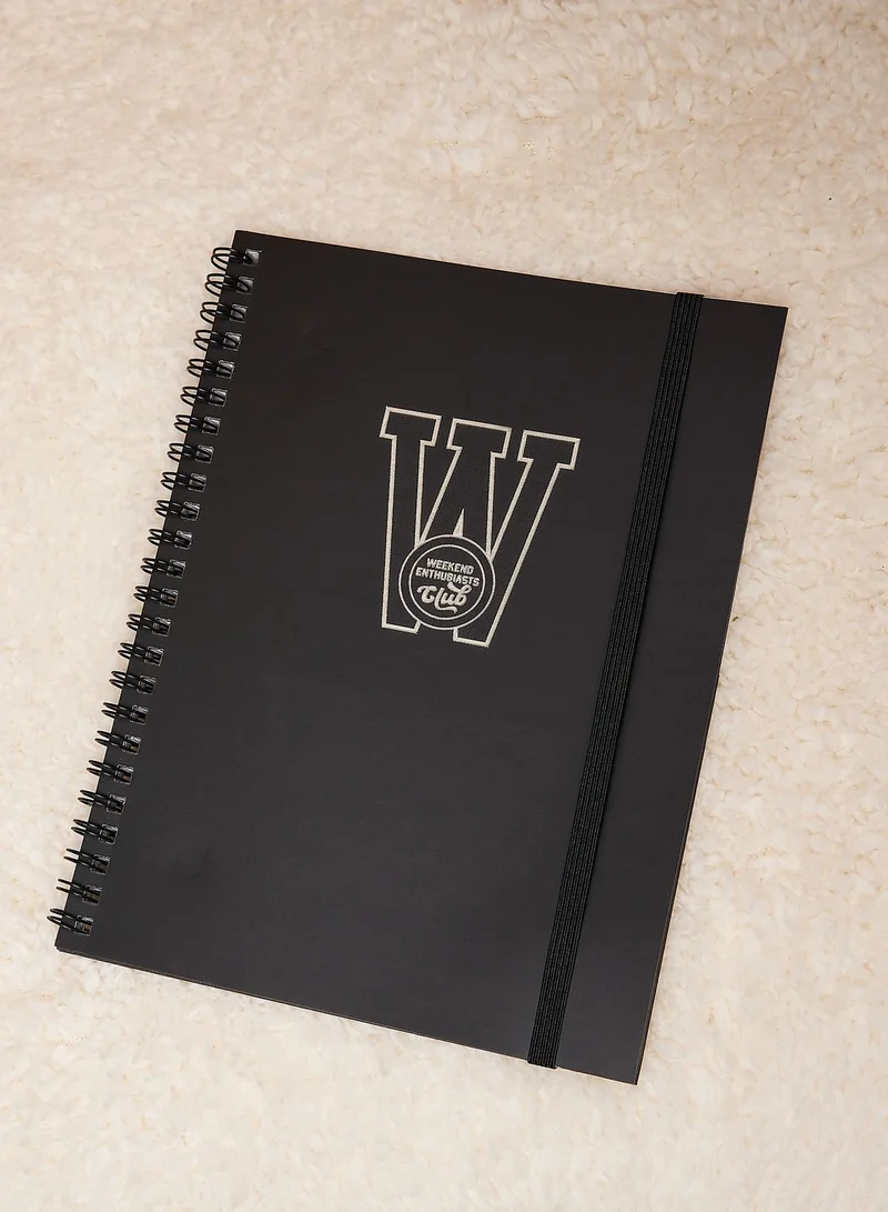 Typo Black Spiral Notebook Elastic Closure