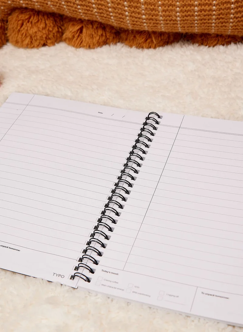Typo Black Spiral Notebook Elastic Closure