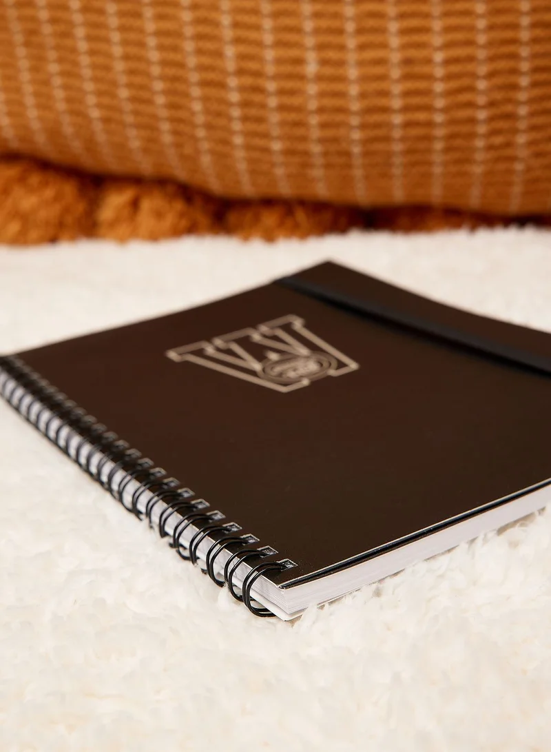 Typo Black Spiral Notebook Elastic Closure