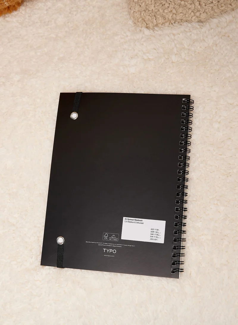 Typo Black Spiral Notebook Elastic Closure