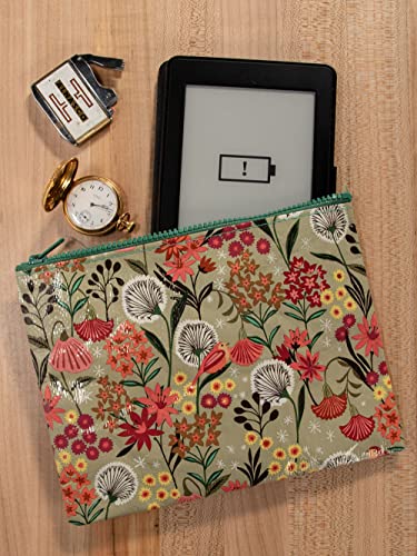 Blue Q Zipper Pouch, Dandelion. Made from 95% Recycled Plastic, 7.25" h x 9.5" w, Colorful Chunky Zipper, Great for Organizing Larger Bags. - Image 2
