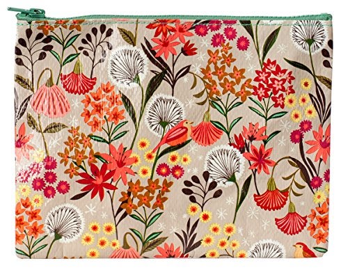 Blue Q Zipper Pouch, Dandelion. Made from 95% Recycled Plastic, 7.25" h x 9.5" w, Colorful Chunky Zipper, Great for Organizing Larger Bags. - Image 1