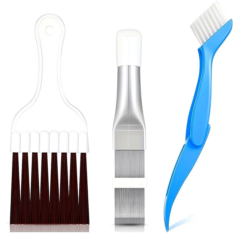 3pcs Car AC Cleaning Kit Durable Stainless Steel And Aluminum Fin Combs Brushes For Condenser And Coil Maintenance - Image 1