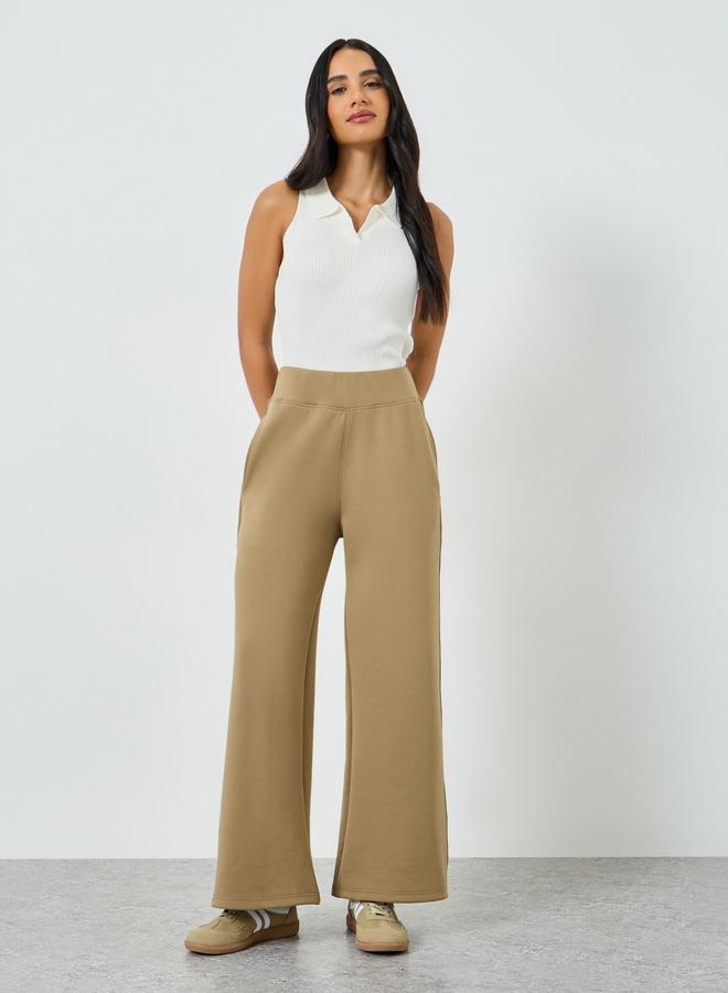 ستايلي بنطال جوجر محبوك بساق واسعة - Image 1