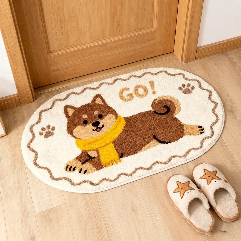Y&D Cute Shaggy Animal Bath Mat - Non-Slip Microfiber Tufted Kids Shower Floor Mat Home Decor - Image 3