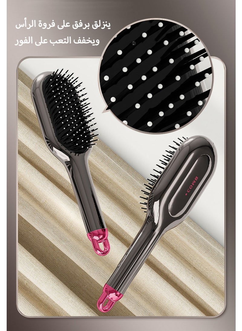 Scalp Massaging Air Cushion Comb - Detangling Brush for Long Hair Styling, Anti-Frizz Ionic Technology with Easy Clean Base, Home & Travel Use Hair Care (Heat Protection & Shine) - Image 3