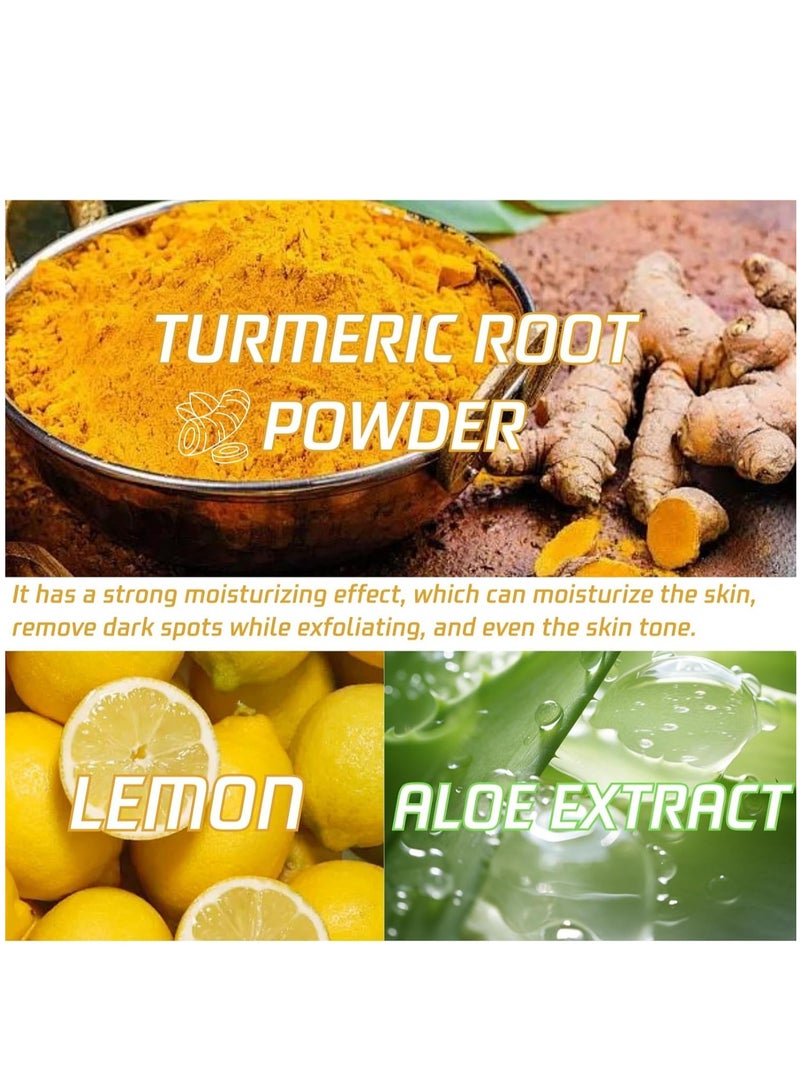 سكين مقشر الجسم بالكركم - مقشر غني بفيتامين سي للتنظيف العميق وإزالة الجلد الميت وتلاشي البقع الداكنة - مقشر الوجه والجسم للنساء والرجال ، 250 جم - Image 2