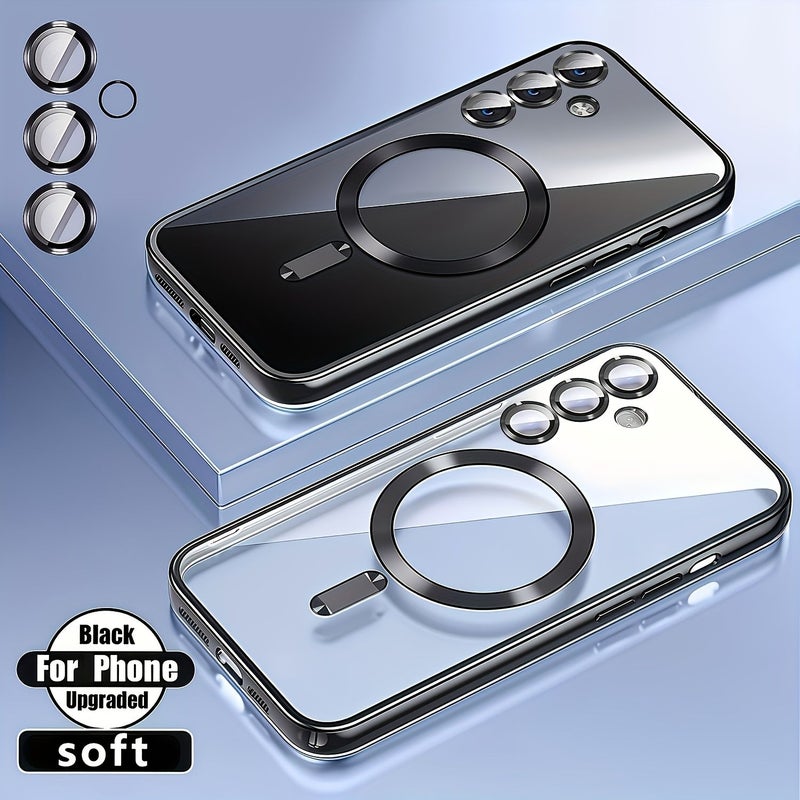 Silvery Magnetic Phone Case For Galaxy A36 Ultra Slim Clear Wireless Charging Holiday Gift - Image 5
