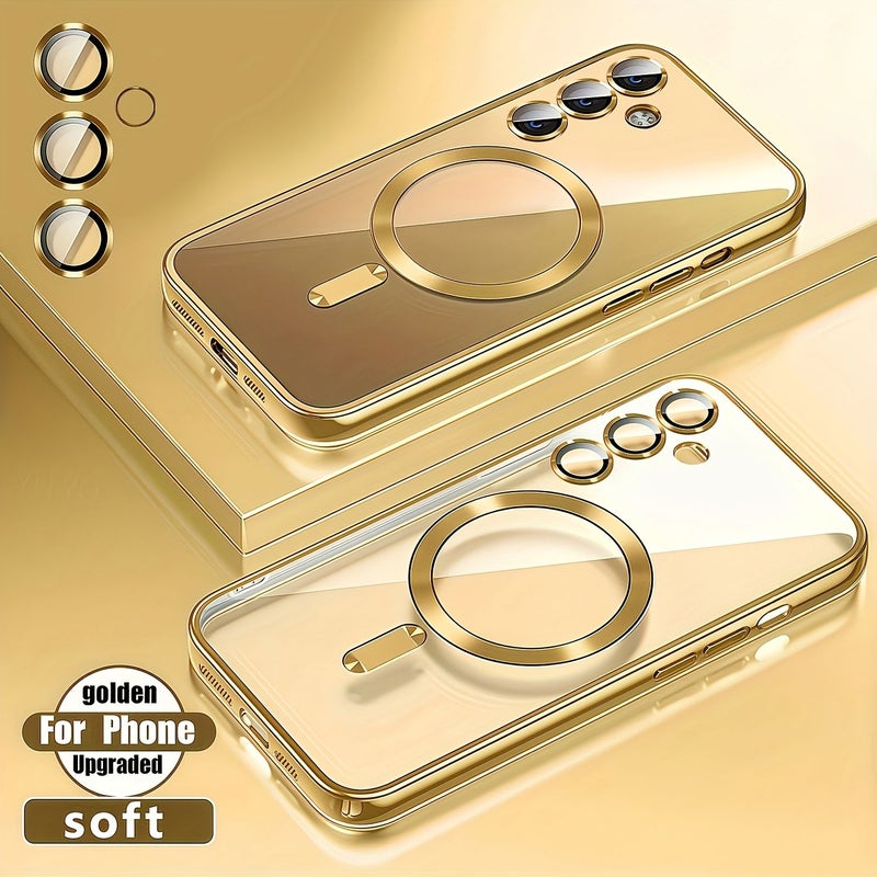 Silvery Magnetic Phone Case For Galaxy A36 Ultra Slim Clear Wireless Charging Holiday Gift - Image 3