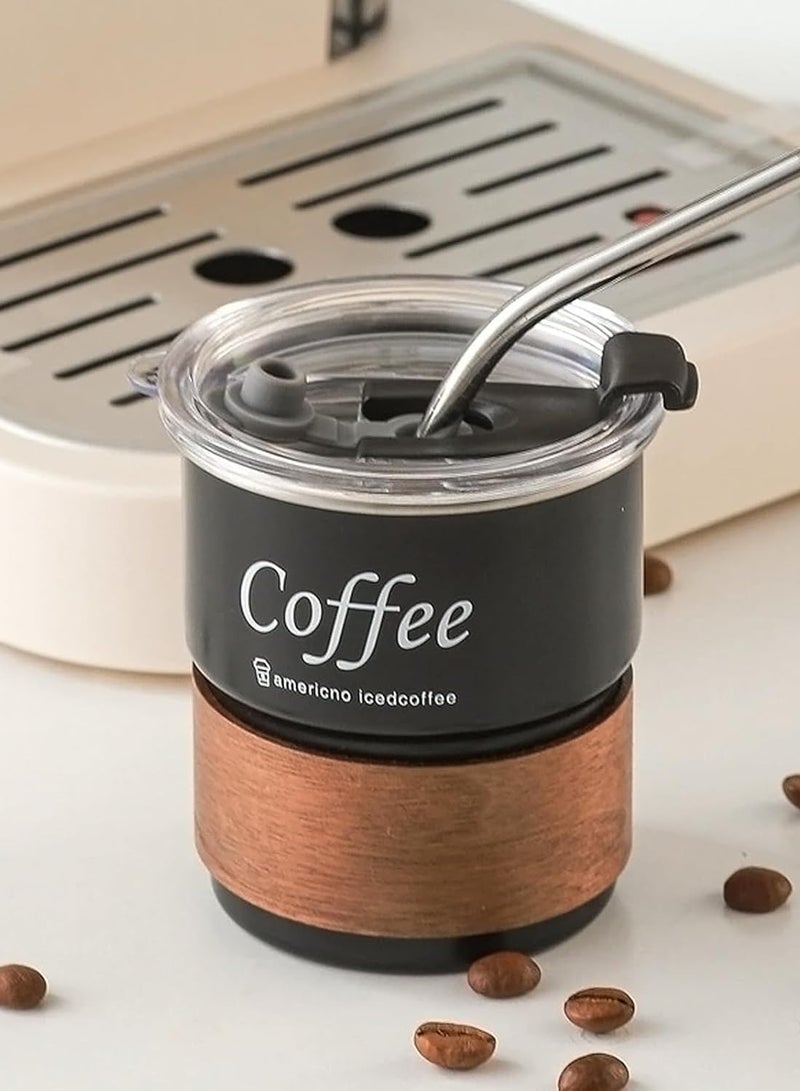 Bukela 300ml Stay Hot Insulated Mug with Lid, Straw, Coffee Cup Tea and Drinks, Stainless Steel Tumbler BPA FREE for Travel Mugs Car Holder (Black) - Image 1