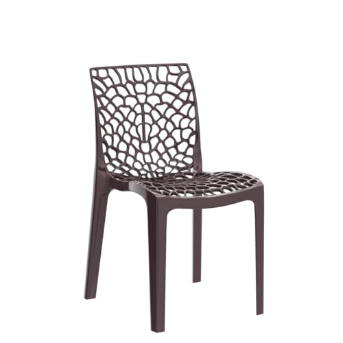 Binani Web Designer Plastic Chair for Home, Office and Restaurant and Cafe|Armless Chair for Dining Room| Heavy Duty Outdoor Plastic Chair | Designer Balcony Chair (Brown, Set of 2) - Image 4