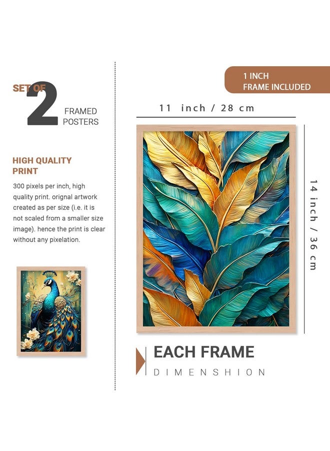 walllane - Modern Art Abstrect Peacock Painting For Living Room Bedroom Office Hotel| Nature Inspired Wall Decor Painting | Art Decor (10 Inch x 13 Inch) Set 4 Cate- 030 - Image 2