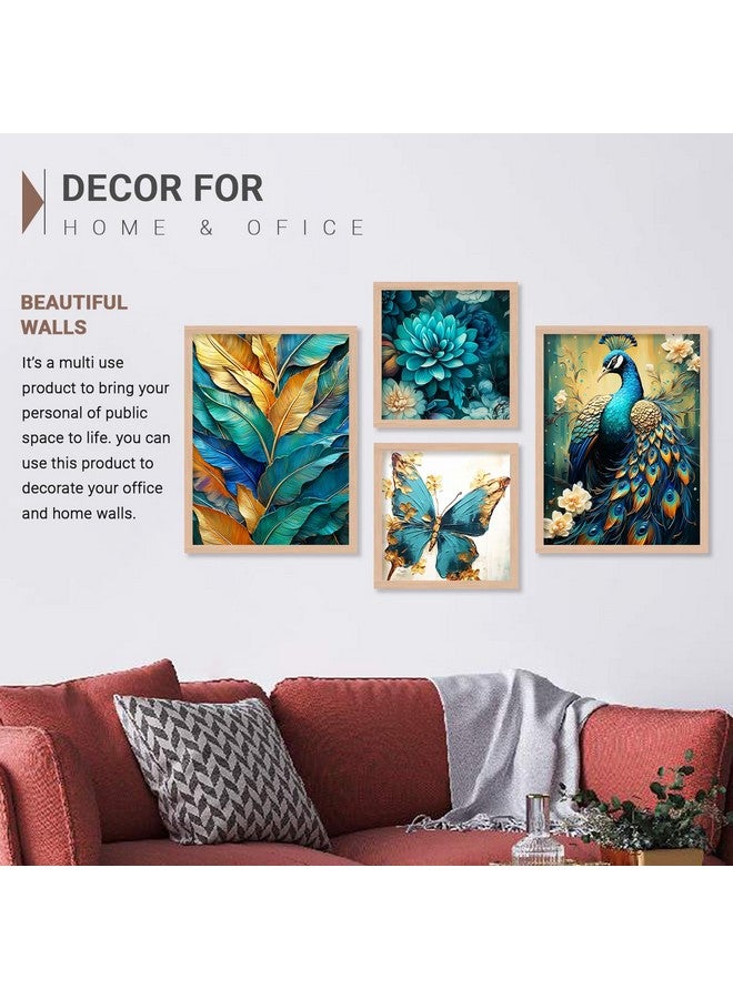 walllane - Modern Art Abstrect Peacock Painting For Living Room Bedroom Office Hotel| Nature Inspired Wall Decor Painting | Art Decor (10 Inch x 13 Inch) Set 4 Cate- 030 - Image 5