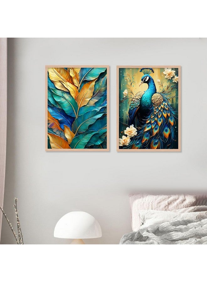 walllane - Modern Art Abstrect Peacock Painting For Living Room Bedroom Office Hotel| Nature Inspired Wall Decor Painting | Art Decor (10 Inch x 13 Inch) Set 4 Cate- 030 - Image 4