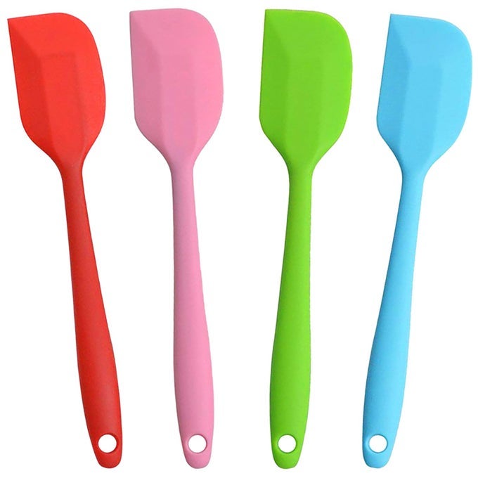 SILICONE SPATULA 11 INCH RUBBER SPATULAS HEAT RESISTANT COOKING UTENSIL SET NONSTICK FLEXIBLE BAKING SPATULAS WITH STAINLESS STEEL CORE FOR CAKECREAMBUTTERBATTER MIXINGCOOKING 4PIECE