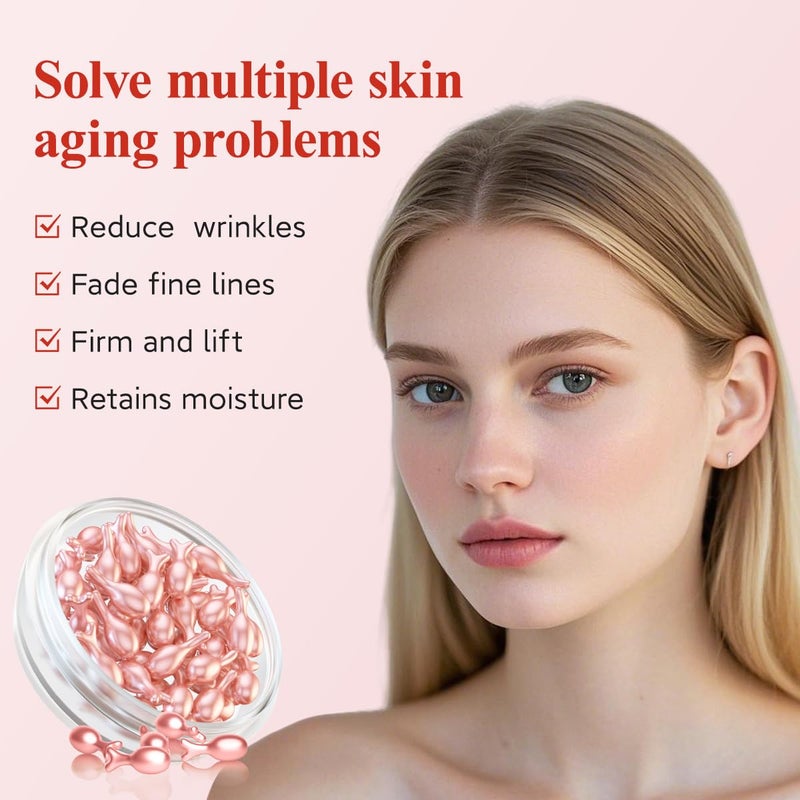 HKH Retinol Serum Capsules for Face: Anti-aging Wrinkle Skincare Serum with Vitamin A & E Collagen for Women - Moisturising Smoothing Fine Lines & Firming Skin - Travel Friendly (38 Capsules) - Image 2