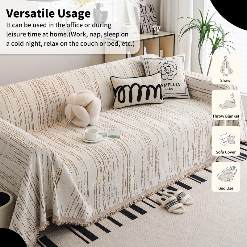 WEYOND Chenille Couch Cover Pet Friendly, Sofa Cover Washable, Reversible Sofa Slipcover for Sectional Sofa, Loveseat, 2 or 3 Cushion Couch, Corner Sofa, Futon Cover (71" X 102", Khaki) - Image 5