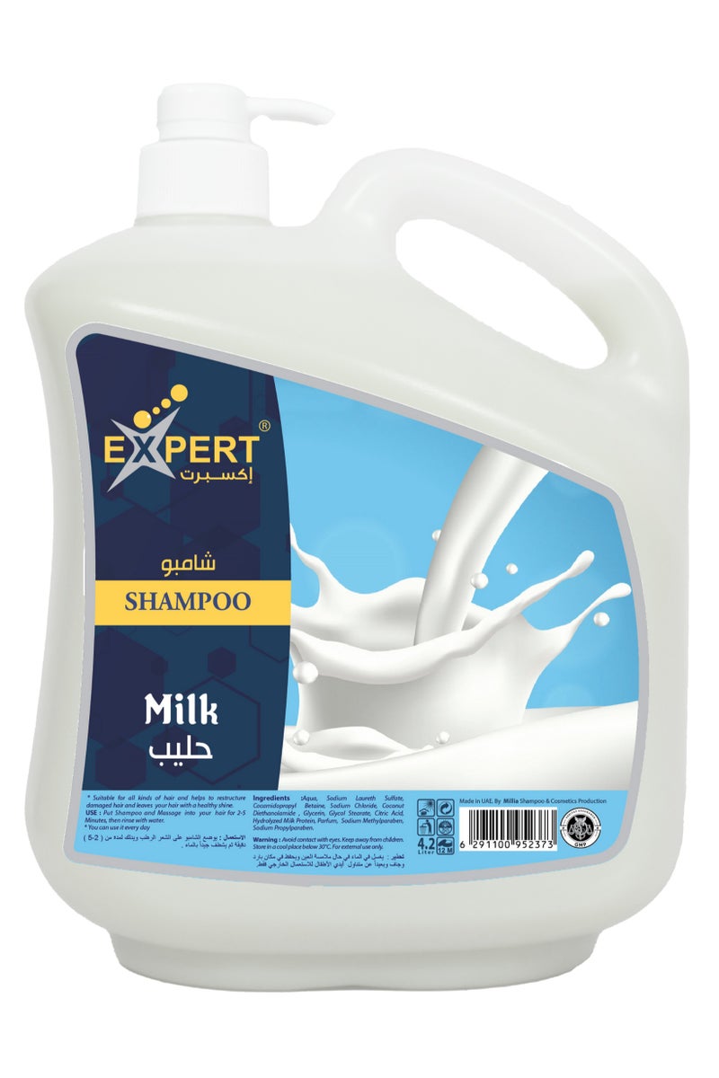 إكسبرت شامبو إكسبرت بالحليب - تركيبة مغذية لتعزيز صحة الشعر ولمعانه - مناسب لجميع أنواع الشعر - 4.2 لتر