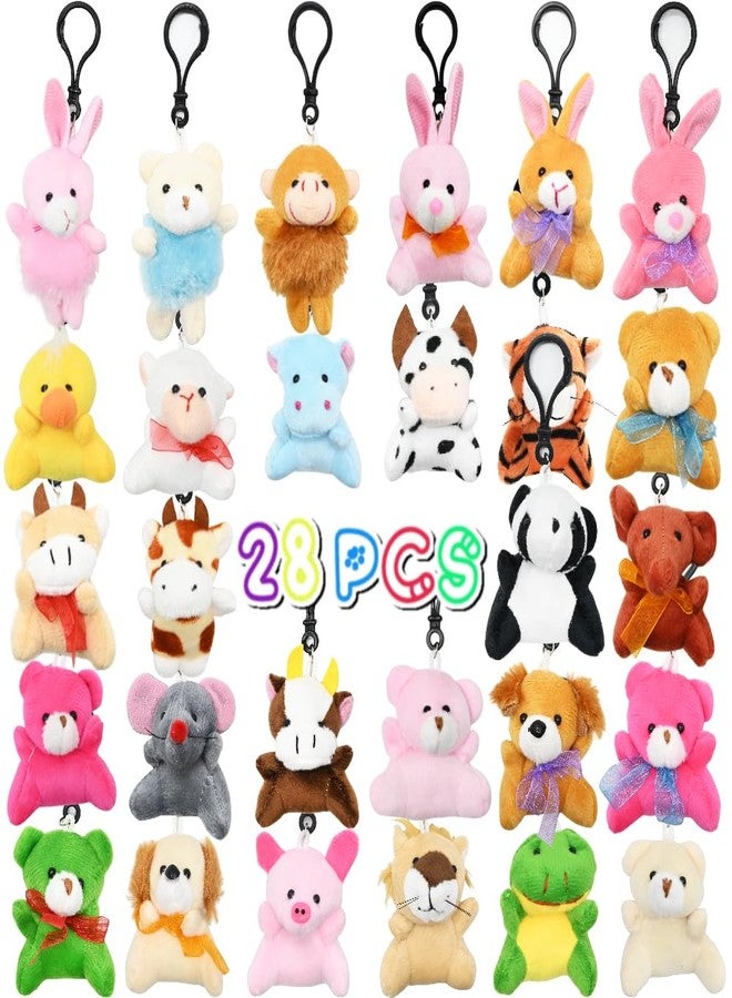 LUKBERA 28 Packs Plush Animals Keychain, Stuffed Animals Keychain Toys for Valentine's Day Easter Egg Fillers Classroom Exchange Gifts Goodie Bag - Image 1