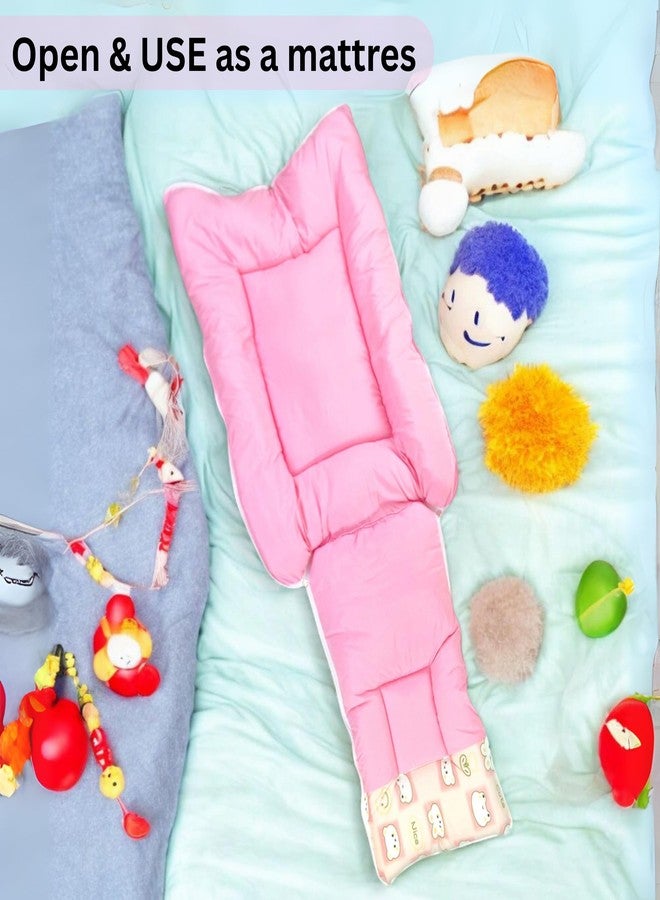 فوي دروب كيس نوم للأطفال من فوي دروب، ناعم ومخملي، عش حمل للأطفال حديثي الولادة مع غطاء رأس وسحاب، غطاء دافئ للأطفال الرضع لفصل الشتاء، والسفر، وعربة الأطفال، والاستخدام المنزلي، تصميم أرنب، مريح للأولاد والبنات (أبيض وردي فاتح) - Image 4