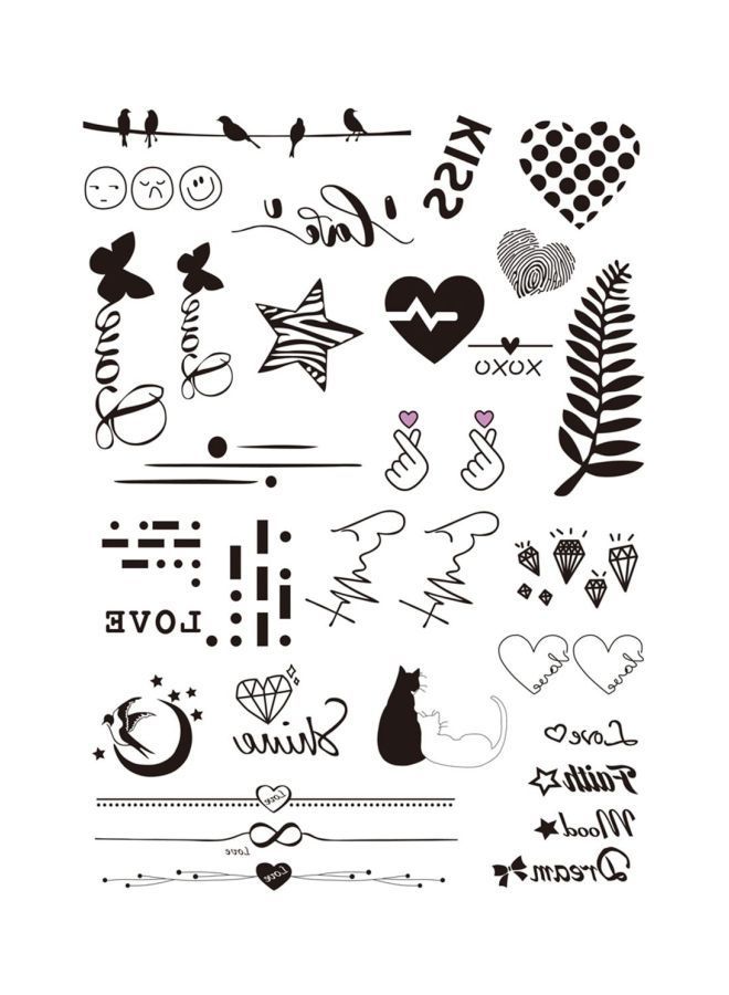 NIBEMINENT Pack Of 2 Temporary Tattoo Sheet Black/Pink - Image 1