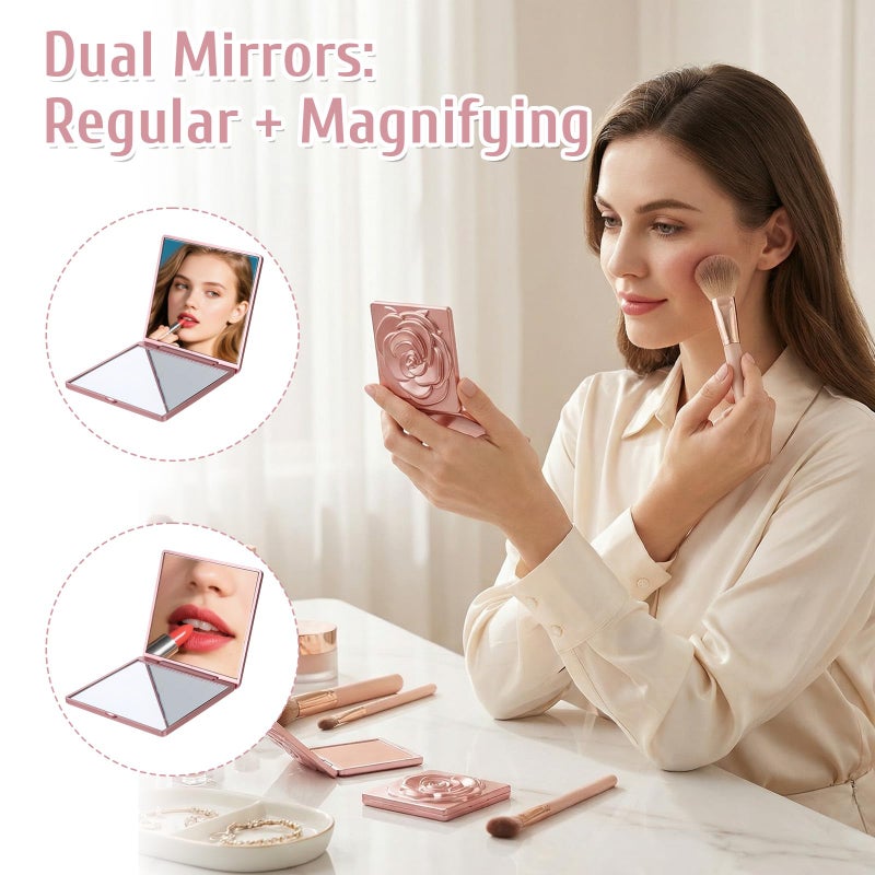 SXoonKing 30 Sets Rose Compact Mirrors Bulk, Quinceanera Gifts Souvenir Rose Gold Party Favors - Small Compact Mirror Bulk with Thank You Tags and Organza Bag for Quinceanera Wedding Favors for Guests - Image 4