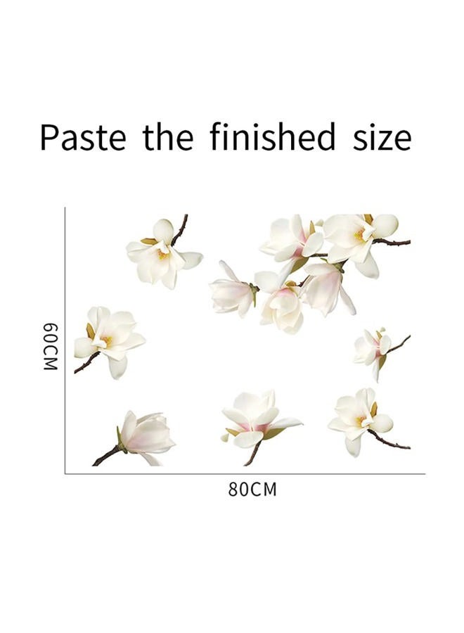 Runtoo 3D White Flower Wall Stickers Magnolia Floral Wall Art Decals for Girls Bedroom Living Room Wall Decor - Image 4