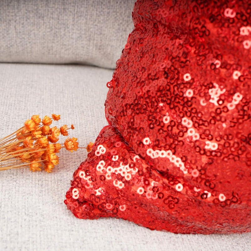 YOUR SMILE Pack of 2, New Luxury Series Red Decorative Glitzy Sequin & Comfy Satin Solid Throw Pillow Cover Cushion Case for Wedding/Party,12" x 20" - Image 5