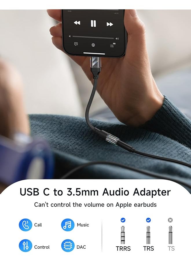 erorex - Aux To Usb C Adapter Compatible With Iphone 16 Pro Max 2Pack Usb C To 3.5Mm Audio Headphone Dongle Cord Compatible For Iphone 16 15 Pro Samsung Galaxy S24 S23 S22 Ultra Ipad Pro Pixel 9 8 - Image 1