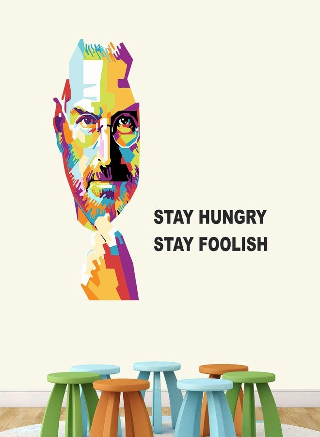 StickMe 'Steve Jobs - Chase Your Dreams - Office - Motivational - Inspirational - Quotes - Warp Art - Creative - Colourful Wall Sticker ' -SM580 (Multi Colour, Vinyl - 80cm X 70 cm) - Image 1