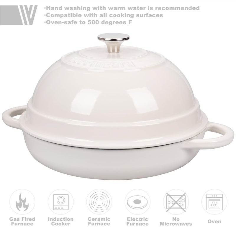 VORRINGARD Cast Iron Enameled Dutch Oven Pot with Lid for Bread Baking, Bread Oven, 6 Quart, White - Image 3